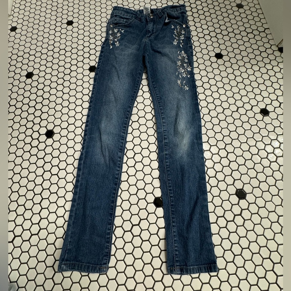 Bebe girls jeans with embroidery size 10